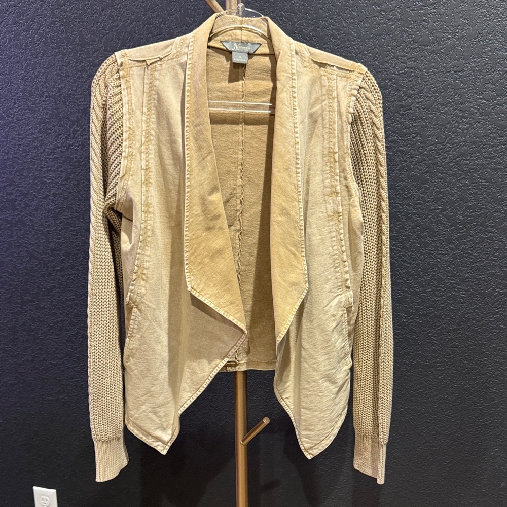 Natural Reflections Beige Knit Sleeve Cardigan Jacket Women’s Small